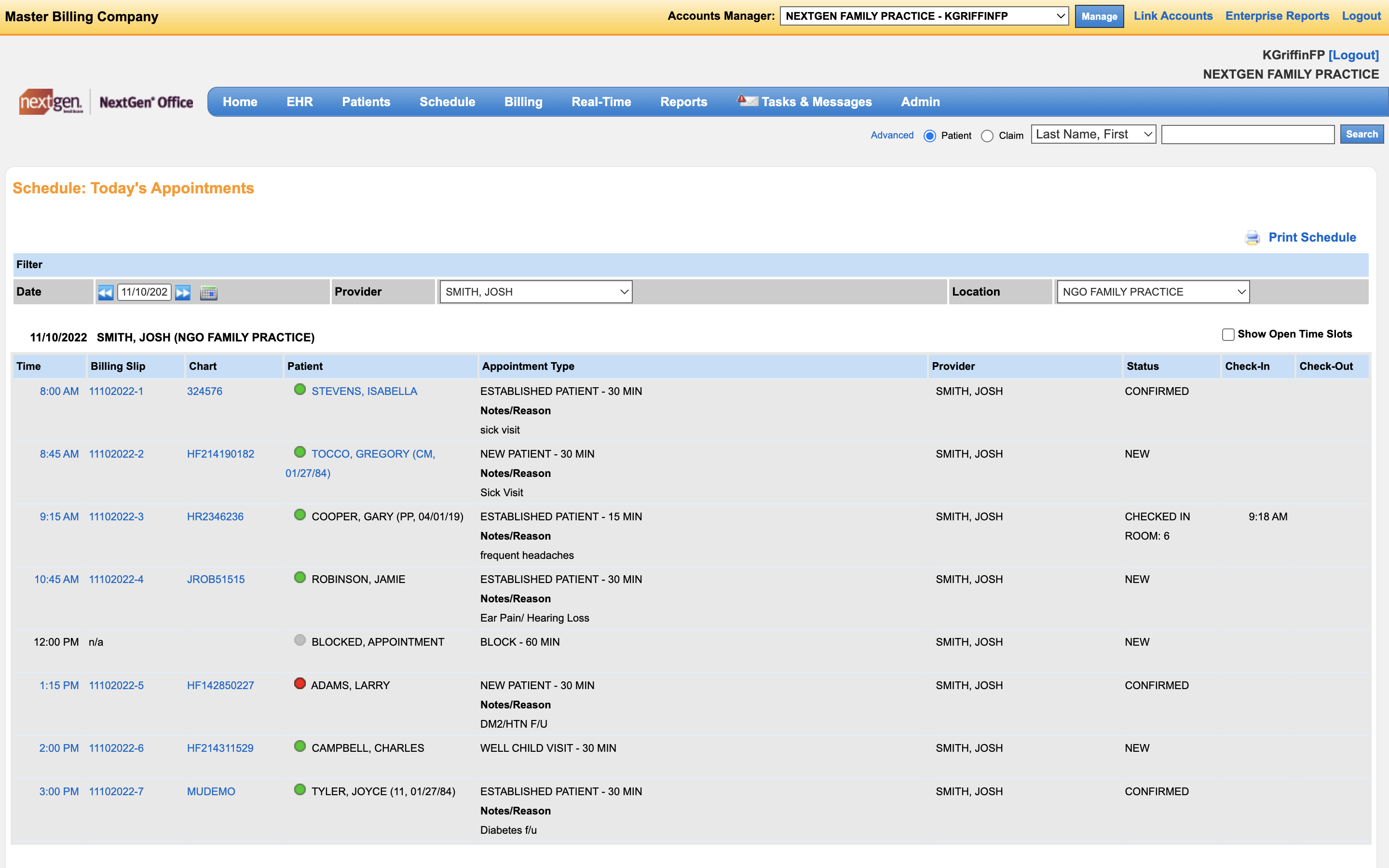 screenshot of NextGen Healthcare Practice Management